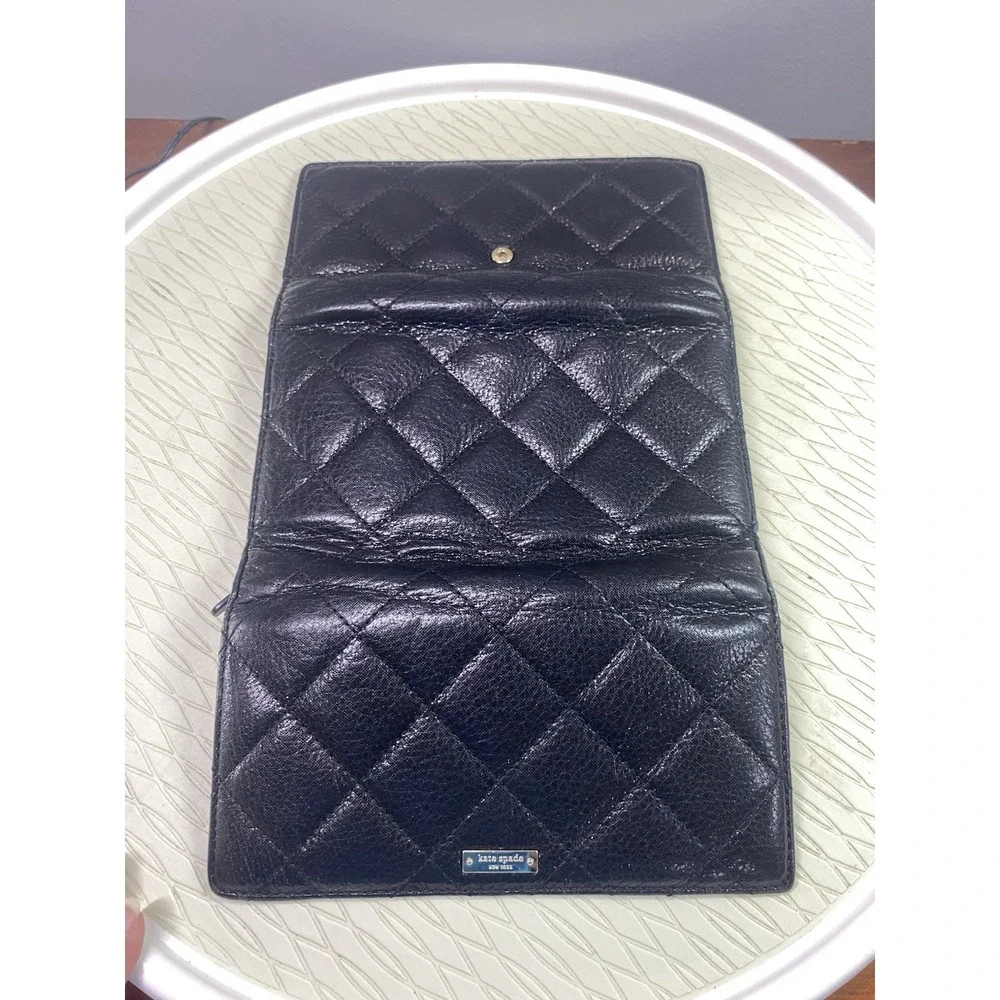 Kate Spade Womens Black quilted‎ leather Shoulder bag Clutch Wallet
